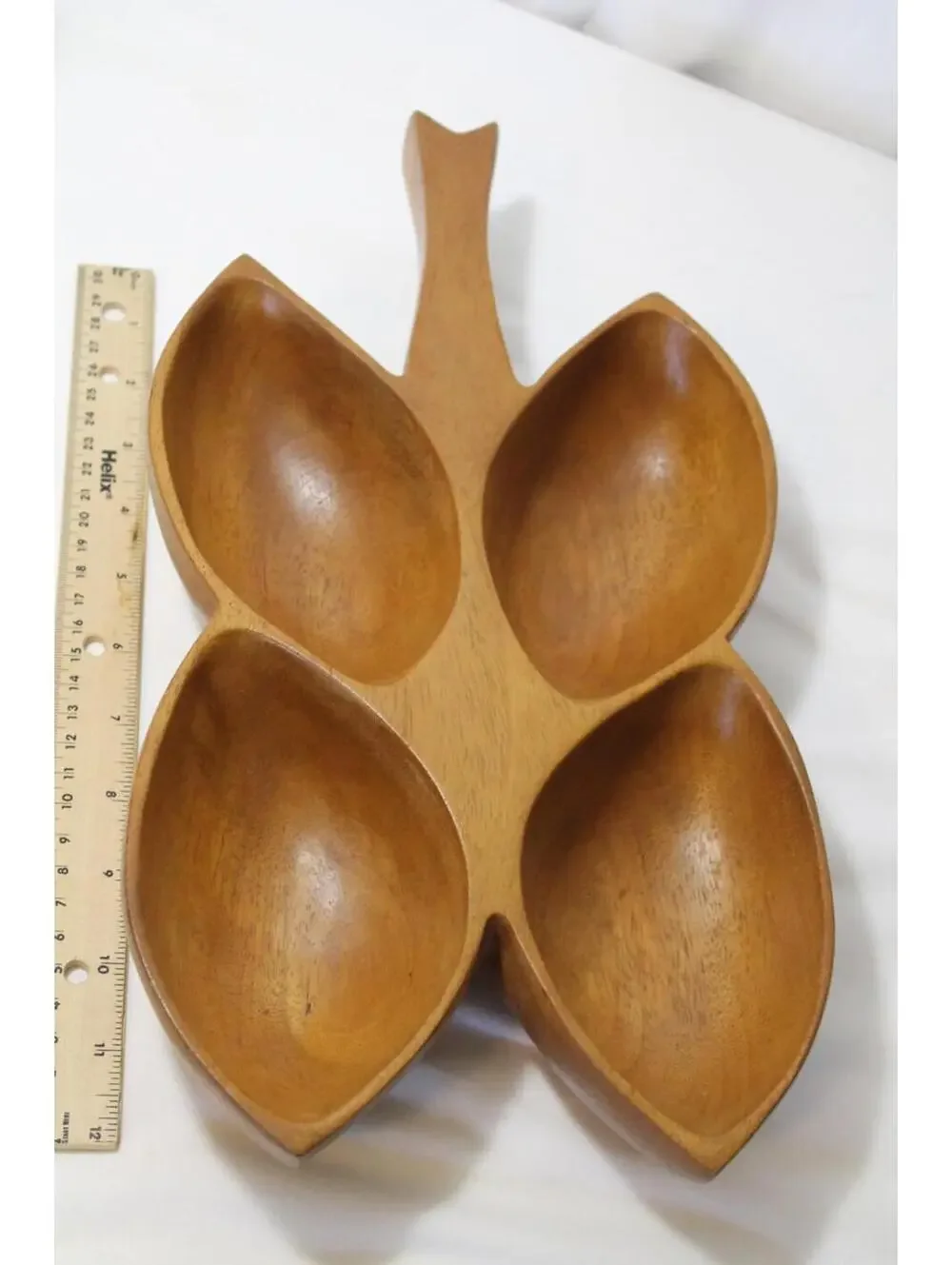 Large Leaf-Shaped Taverneau Wooden Bowl, Made in Haiti